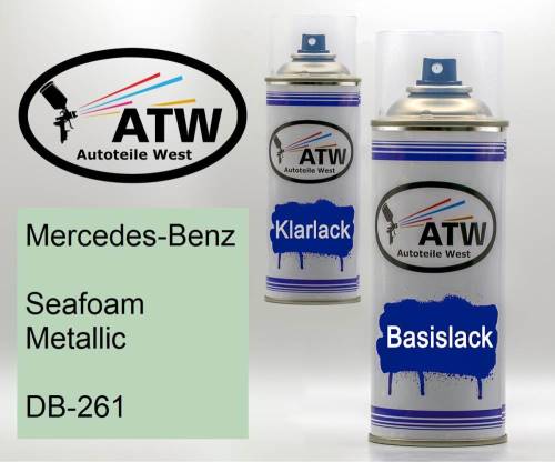 Mercedes-Benz, Seafoam Metallic, DB-261: 400ml Sprühdose + 400ml Klarlack - Set, von ATW Autoteile West.